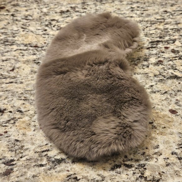 RARE YVES SALOMON GRAY GREY SILK LINED RABBIT FUR EYE FACE SLEEP MASK PROTECTOR - Picture 3 of 10